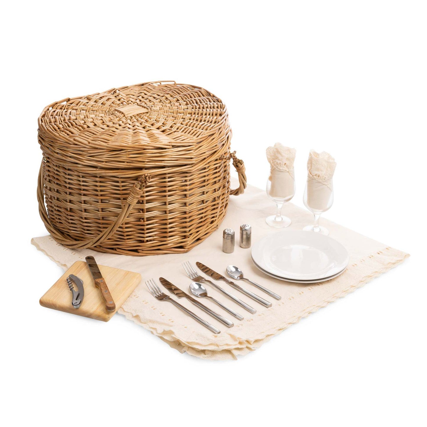 Damen Picknickkorb mit integriertem Geschirrset und elegantem Innenfutter Karnz