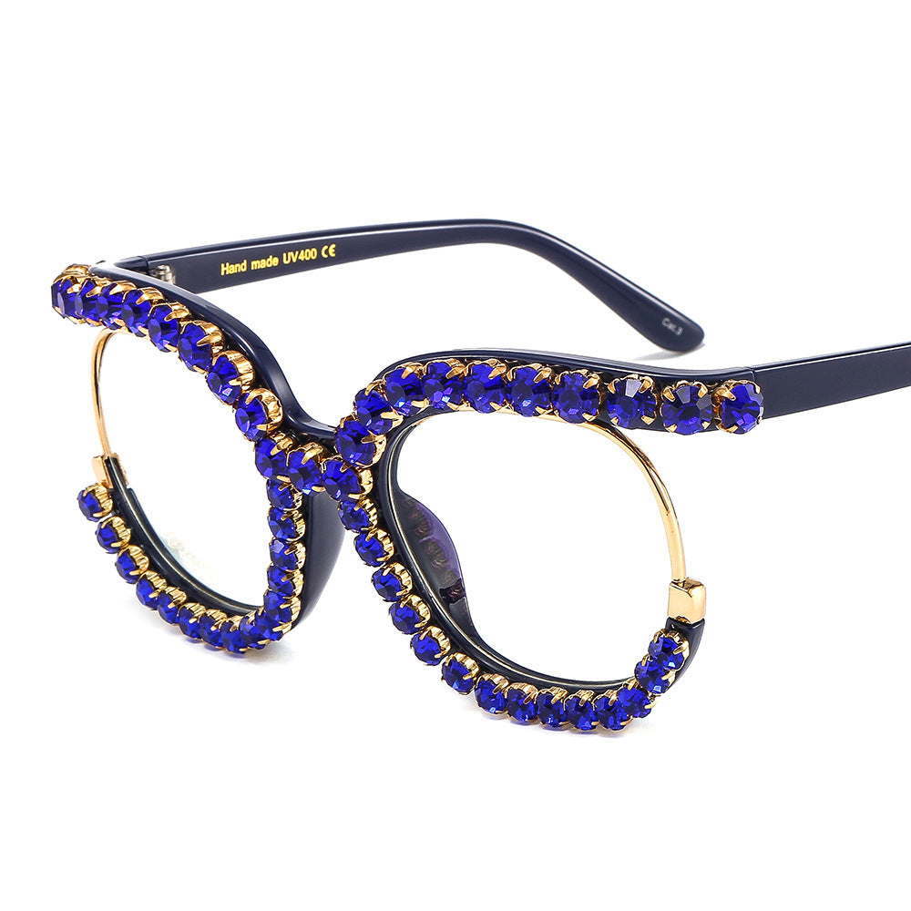 Damen Glamouröse Cat-Eye-Sonnenbrille mit funkelndem Kristallbesatz Karnz
