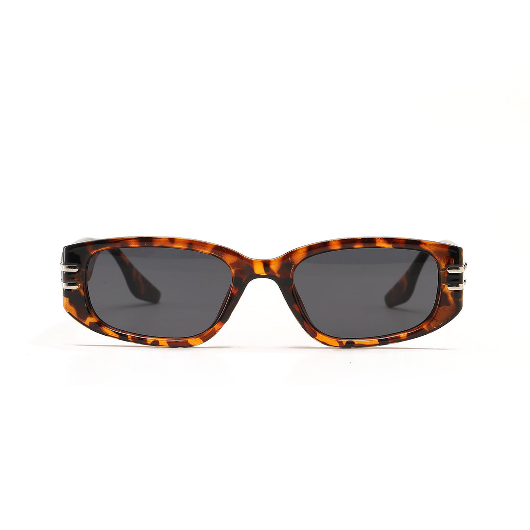Damen modische rechteckige Sonnenbrille mit eleganten Metallakzenten Karnz