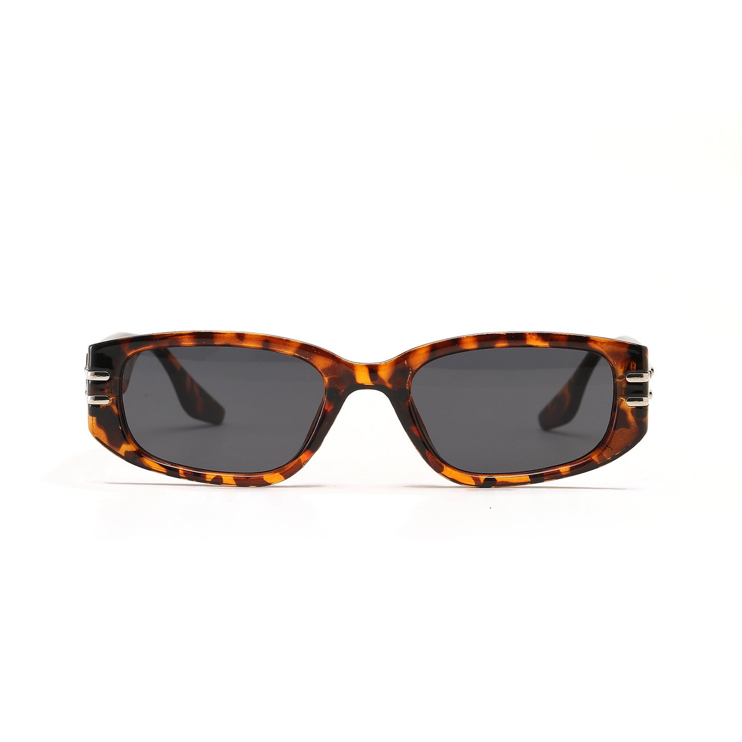 Damen modische rechteckige Sonnenbrille mit eleganten Metallakzenten Karnz