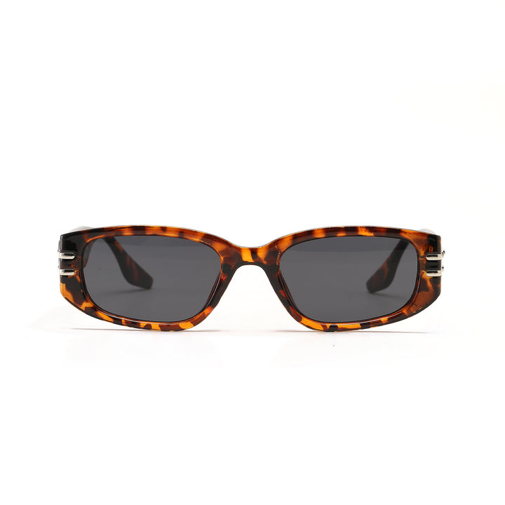 Damen modische rechteckige Sonnenbrille mit eleganten Metallakzenten Karnz