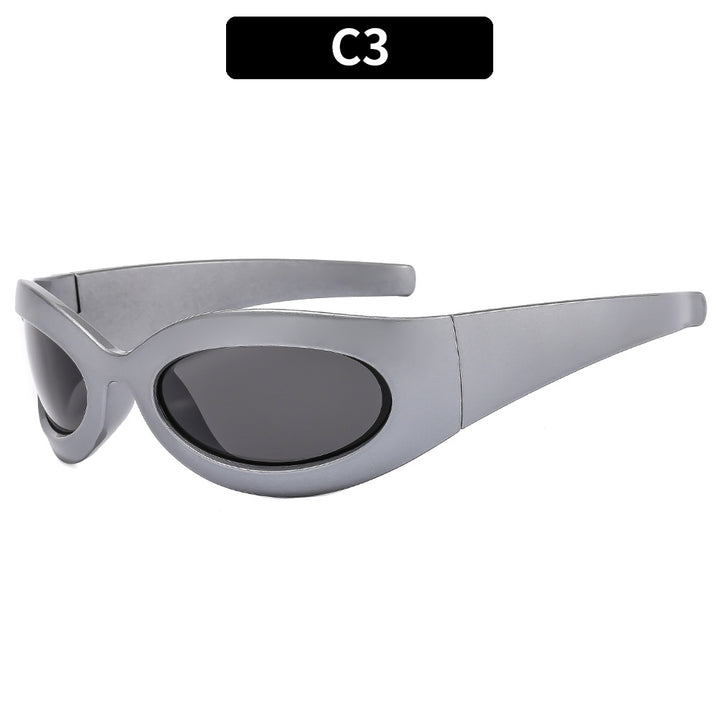 Schlanke futuristische ovale Sonnenbrillen