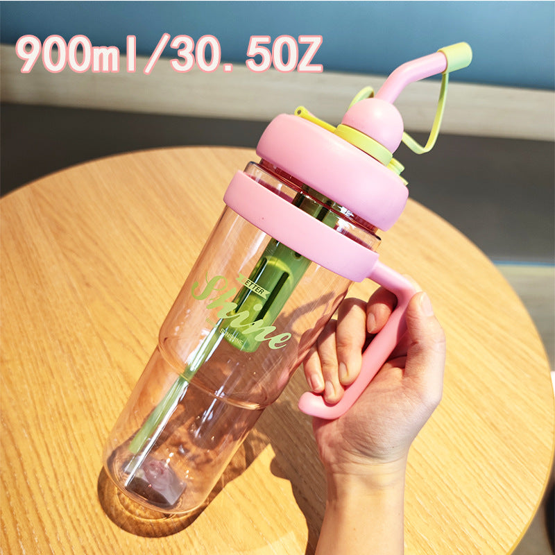 Damen praktische Trinkflasche mit integriertem Strohhalm Karnz