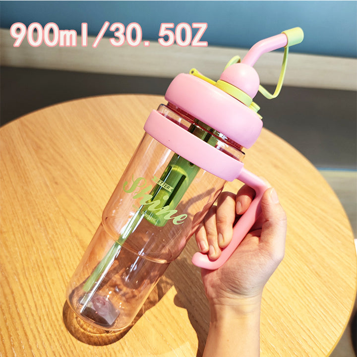 Damen praktische Trinkflasche mit integriertem Strohhalm Karnz