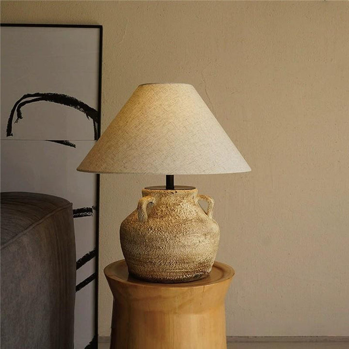 Rustikale Keramik Tischlampe