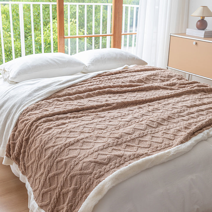 Wendbare Sherpa-gefütterte strukturierte Strickdecke