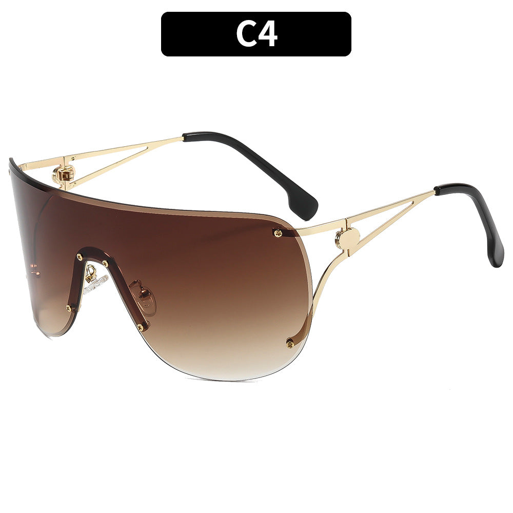 Damen visierartige Sonnenbrille mit elegantem Metallgestell Karnz