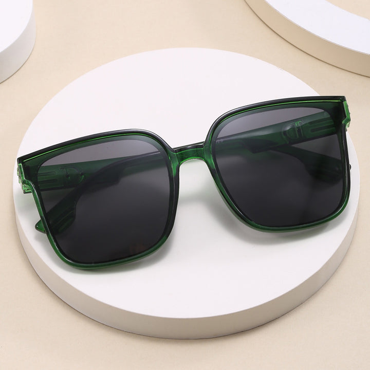 Damen stylische quadratische Sonnenbrille mit transparentem Rahmen Karnz