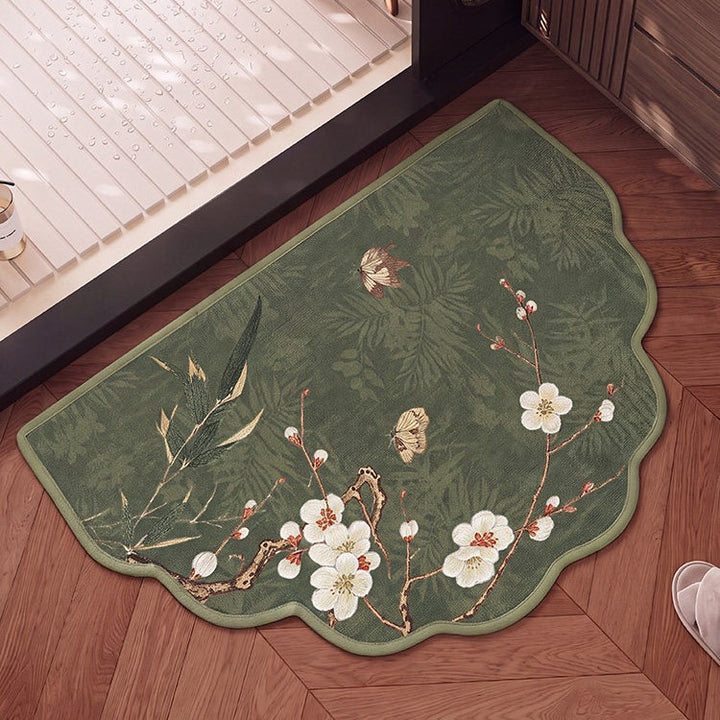 Floral bestickte Badezimmermatte für das Zuhause