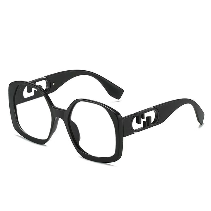 Damen oversized Sonnenbrille mit extravagantem geometrischen Rahmen und eleganten Akzenten Karnz