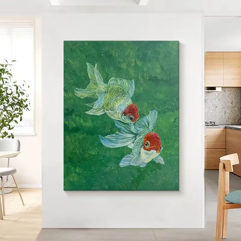 Künstlerische Goldfisch-Leinwand-Wandkunst