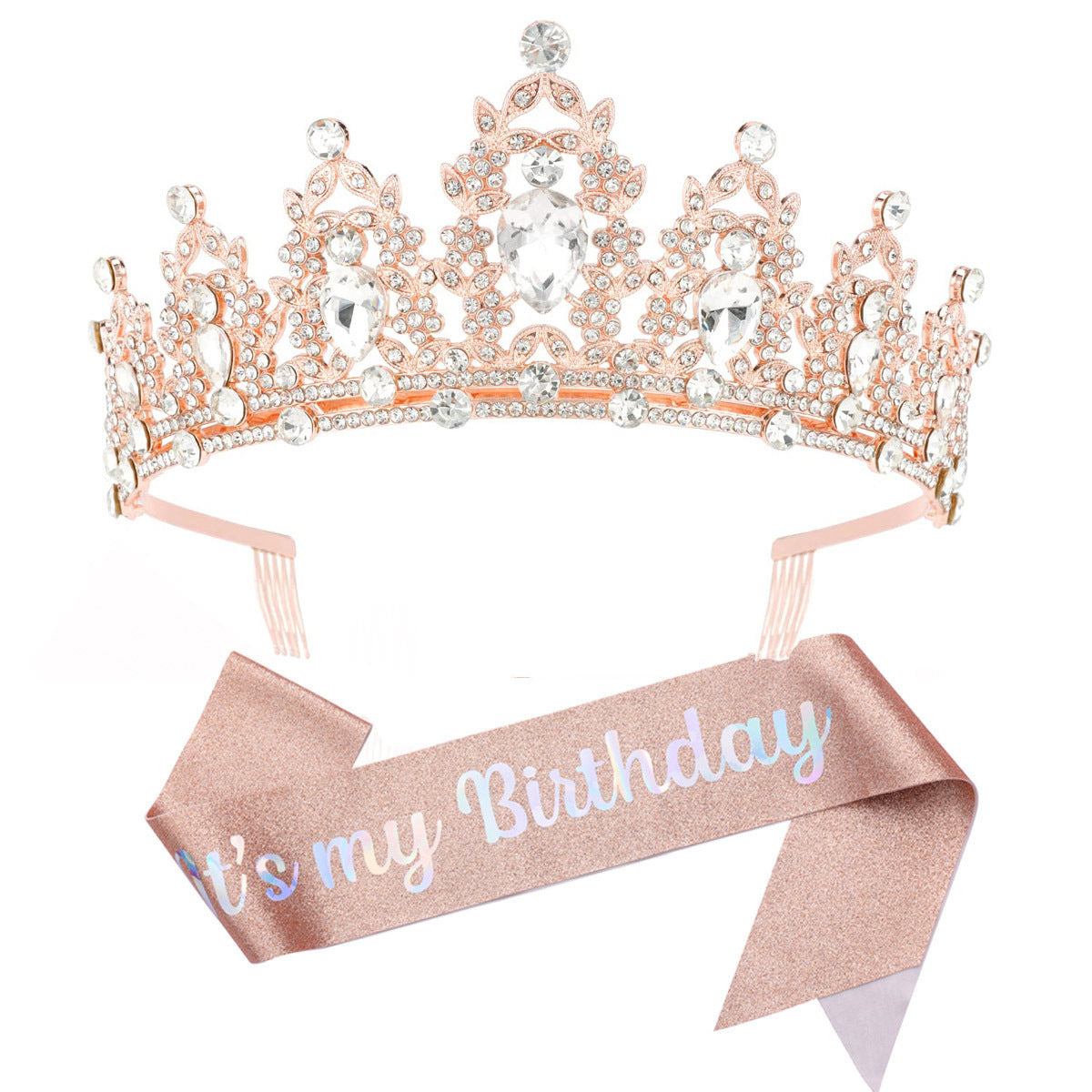 Damen Schwarz verzierte Tiara mit edlem Design Karnz