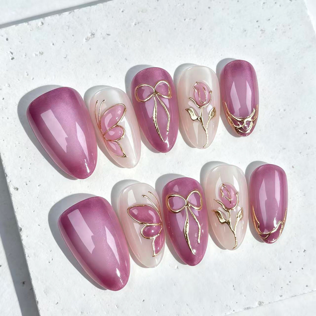 Elegantes florales Design Press-On-Nagelset