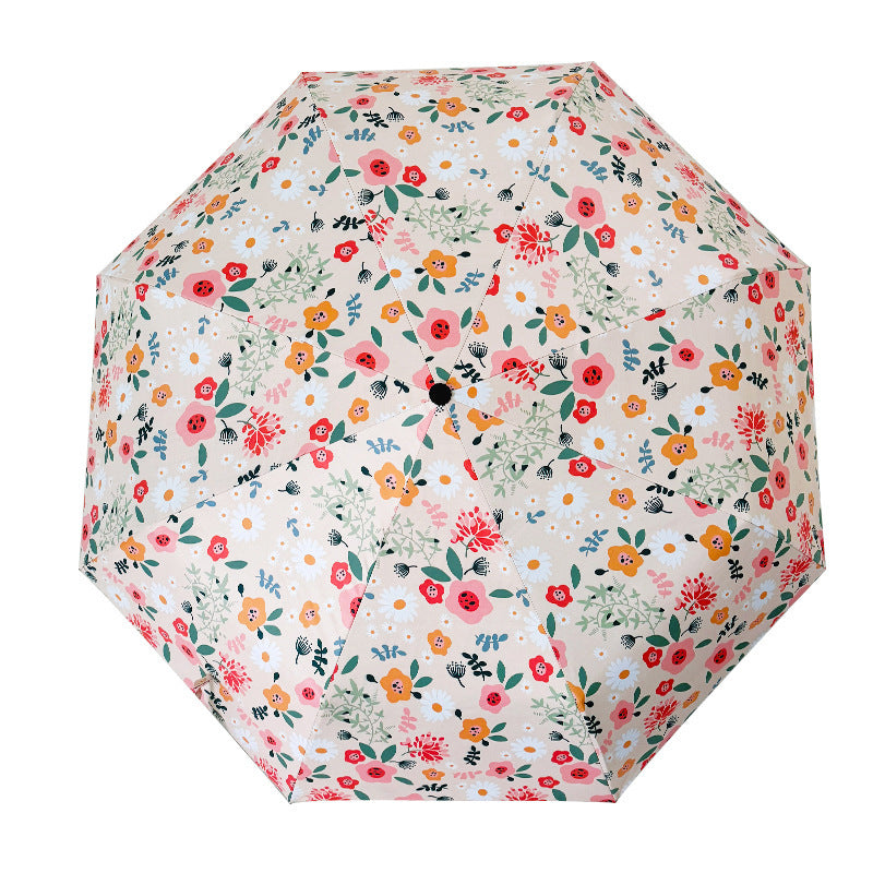 Damen Faltbarer Regenschirm mit floralem Design und niedlichen Details Karnz