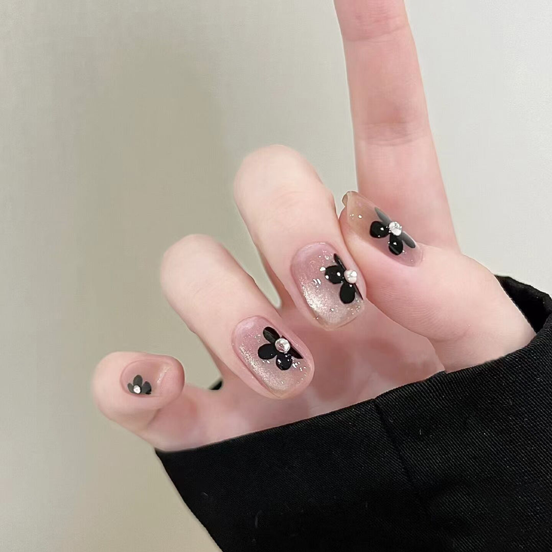 Floral Glitter Press-On Nail Art Karnz