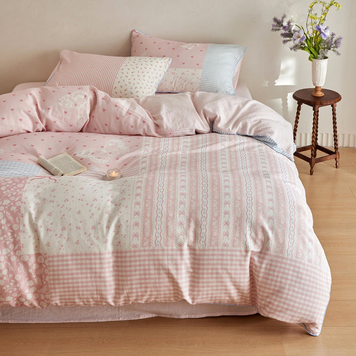 Patchwork-Baumwoll-Bettwäschegarnitur im Vintage-Patchwork-Design