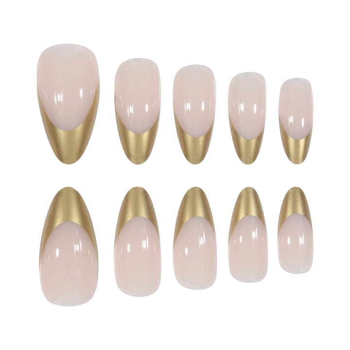 Elegante Metallic-Spitzen Stiletto Press-On Nägel Karnz