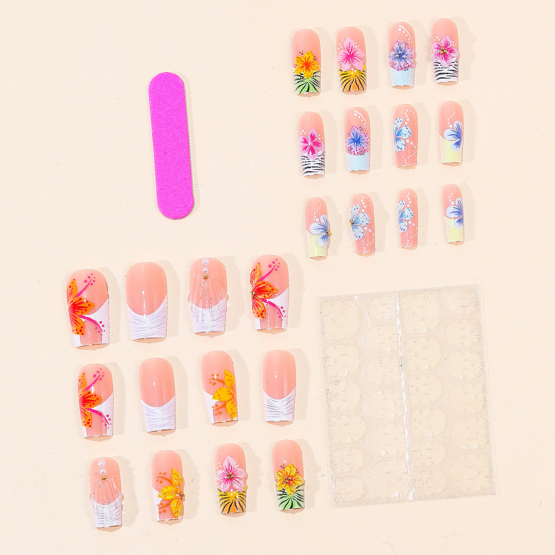 Tropische Florale Acryl Nagelkunst Erweiterungen Karnz