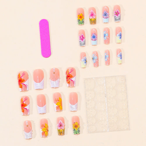 Tropische Florale Acryl Nagelkunst Erweiterungen Karnz