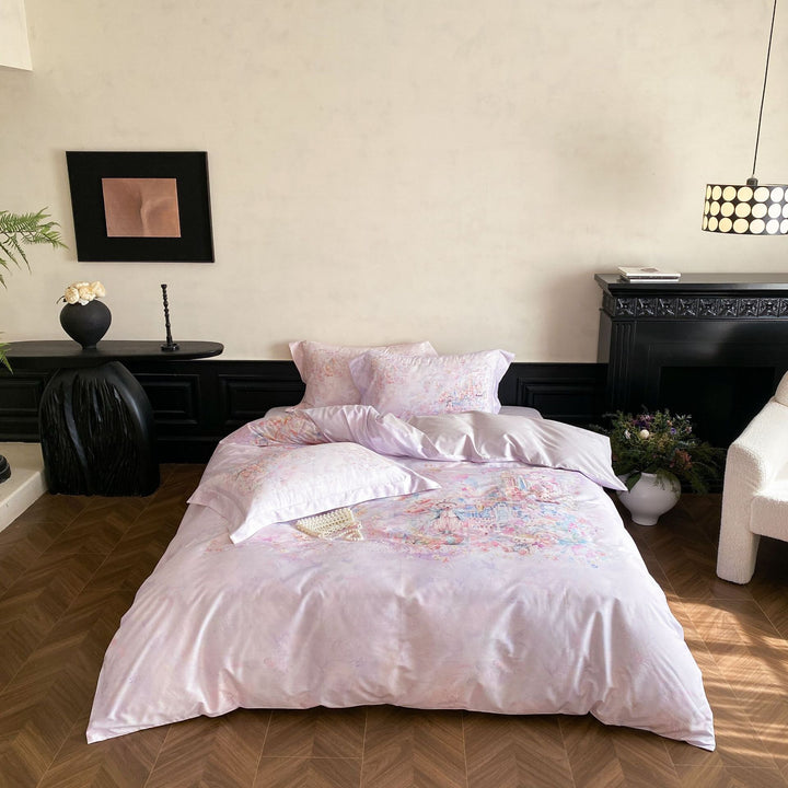 Seidene Satin Blumen Bettbezug Set mit Satin-Gewebe Kissenbezügen