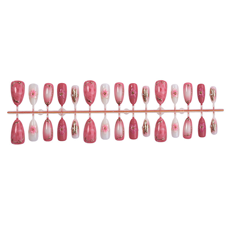 Elegantes florales Press-On-Nagelset mit hochwertiger Veredelung Karnz