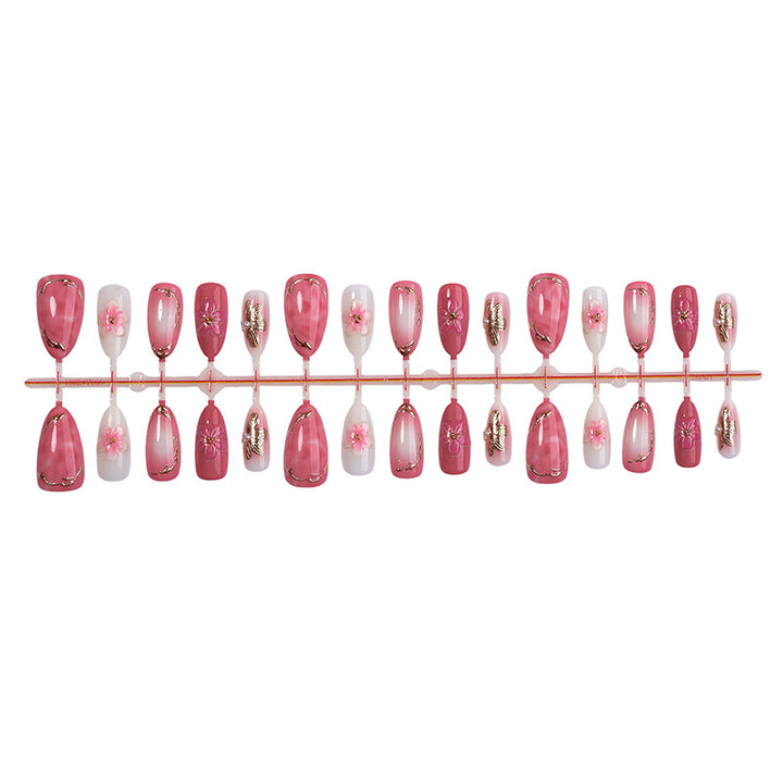 Elegantes florales Press-On-Nagelset mit hochwertiger Veredelung Karnz
