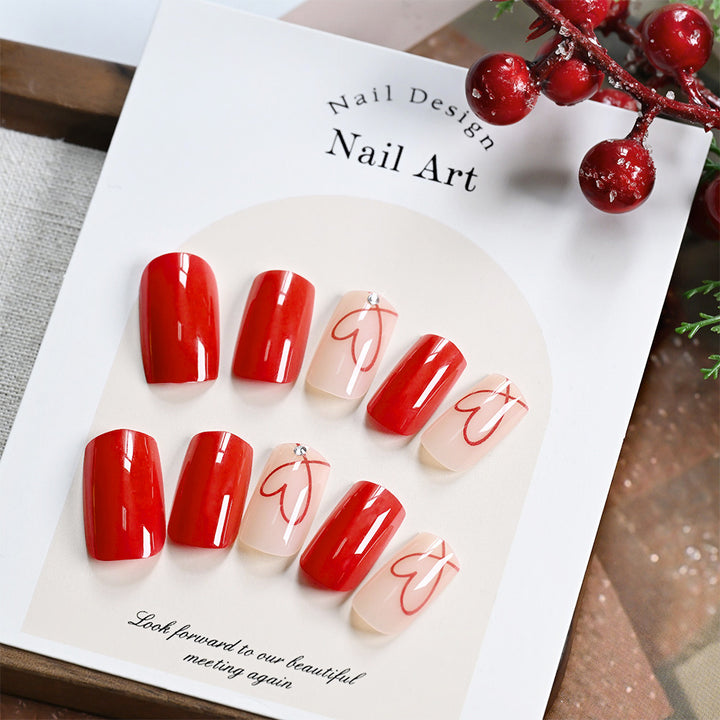 Premium Abstract Heart Press-On Nail Set Karnz