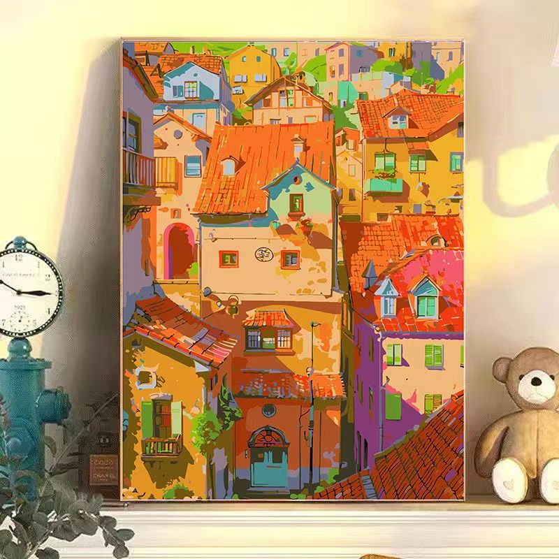Bunte städtische Landschaft Wandkunst Karnz