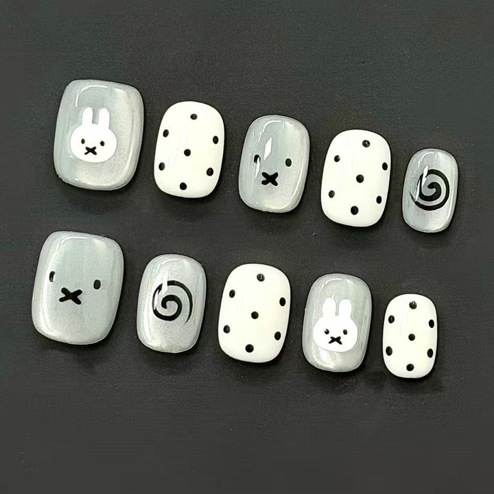 Verspielt Hase-Themen Press-On Nagelset Karnz