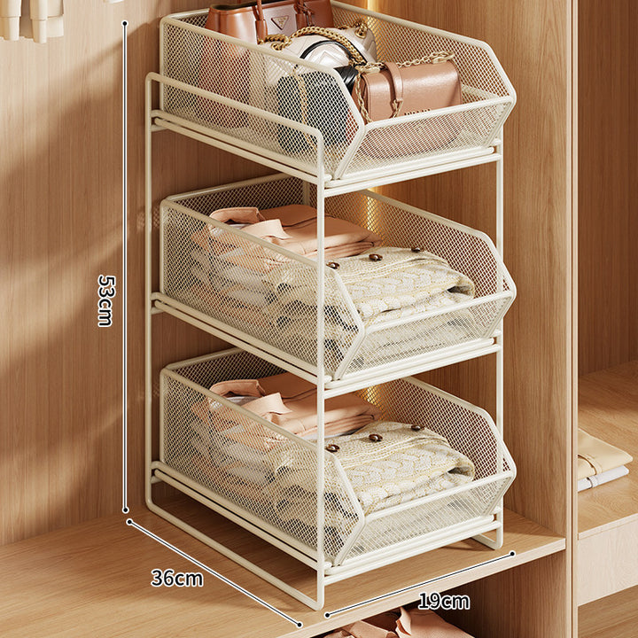 Doppel-Layer Metall-Mesh Ausziehbarer Kleiderschrank-Organizer für Handtaschen und gefaltete Kleidung