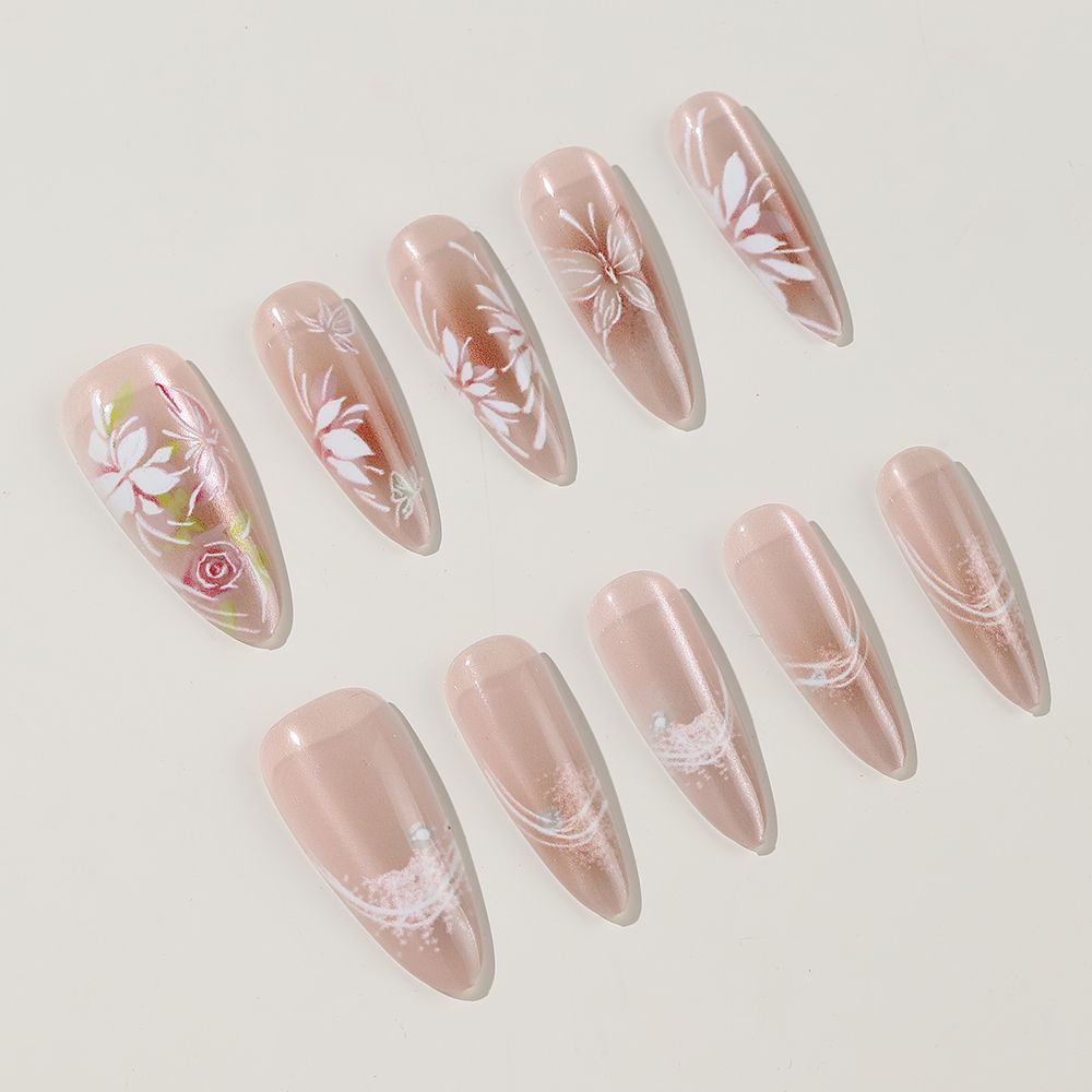Blumeninspirierten Press-On Nagelverzierungen Karnz