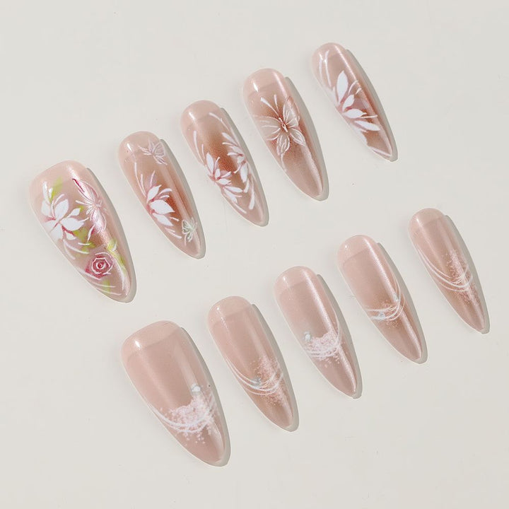 Blumeninspirierten Press-On Nagelverzierungen Karnz