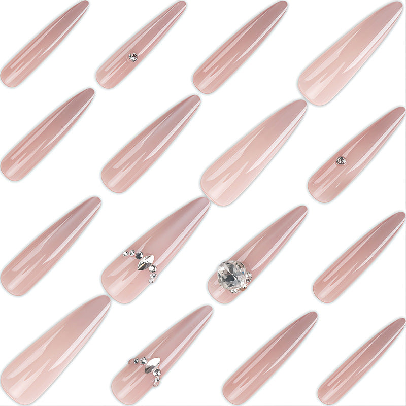 Glamouröse mit Strass verzierte Stiletto Press-On Nägel Karnz