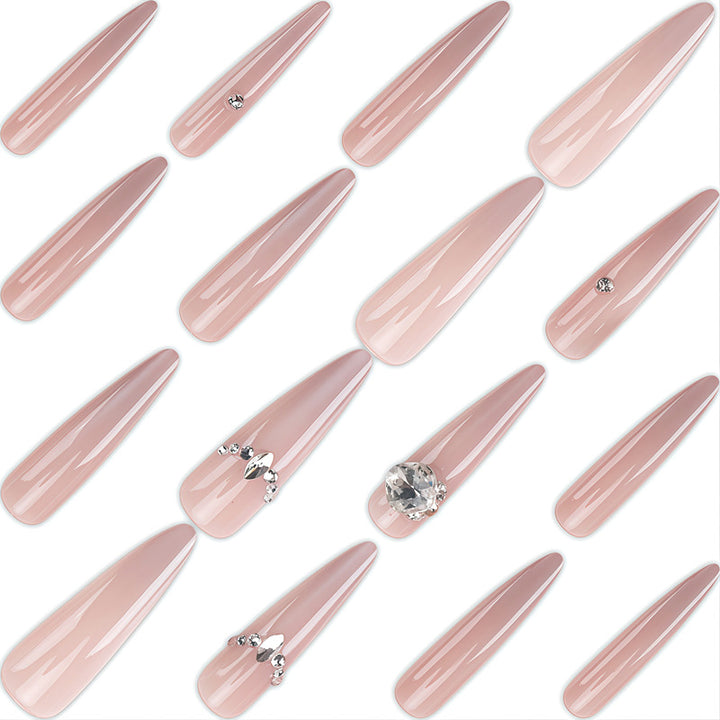 Glamouröse mit Strass verzierte Stiletto Press-On Nägel Karnz