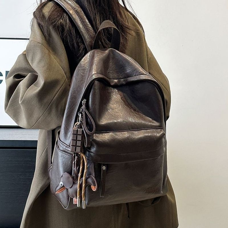 Lässiger Leder Rucksack Karnz