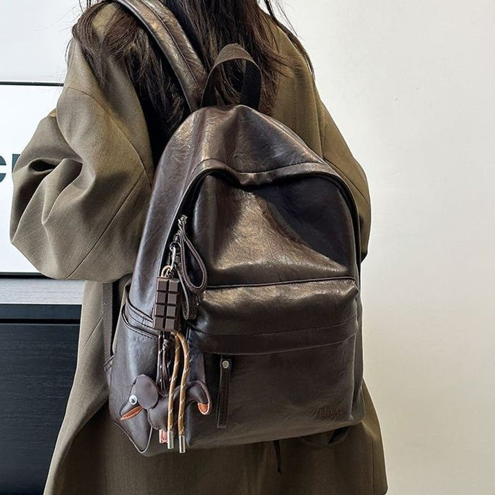 Lässiger Leder Rucksack Karnz
