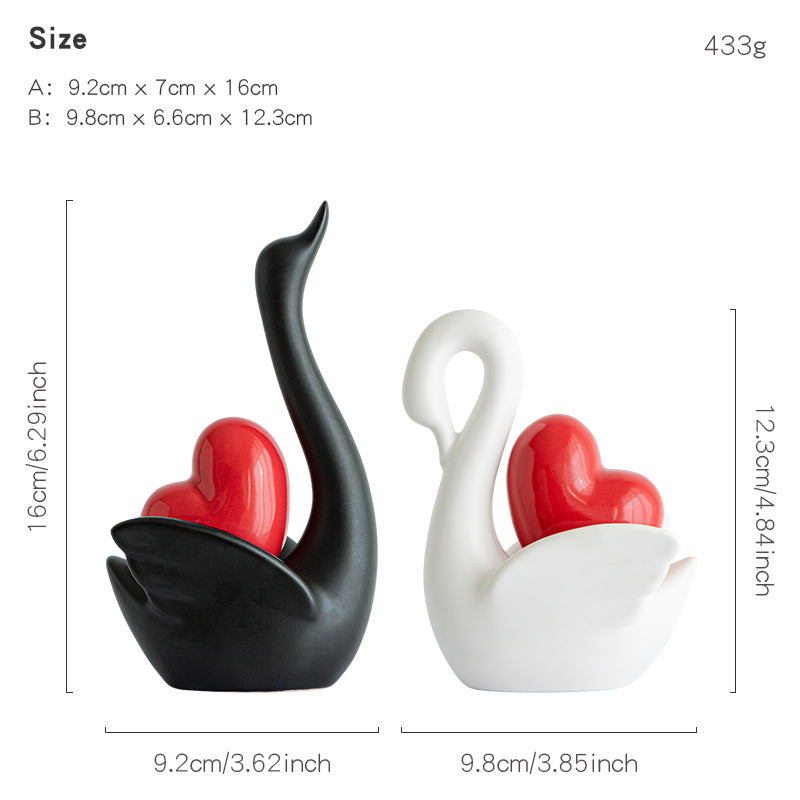 Elegante und romantische Schwäne Dekorationsfigur Karnz