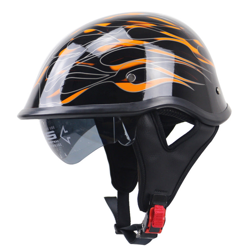 Klassischer Halbschalen-Motorradhelm mit Visier Karnz