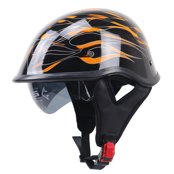 Klassischer Halbschalen-Motorradhelm mit Visier Karnz
