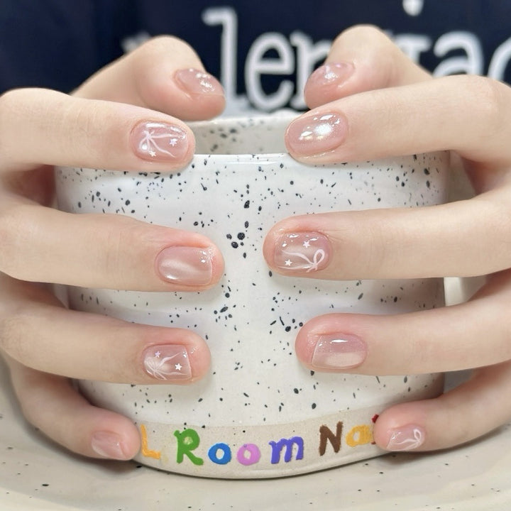 Press-On Nail Art Set mit dekorativem Schleifendesign
