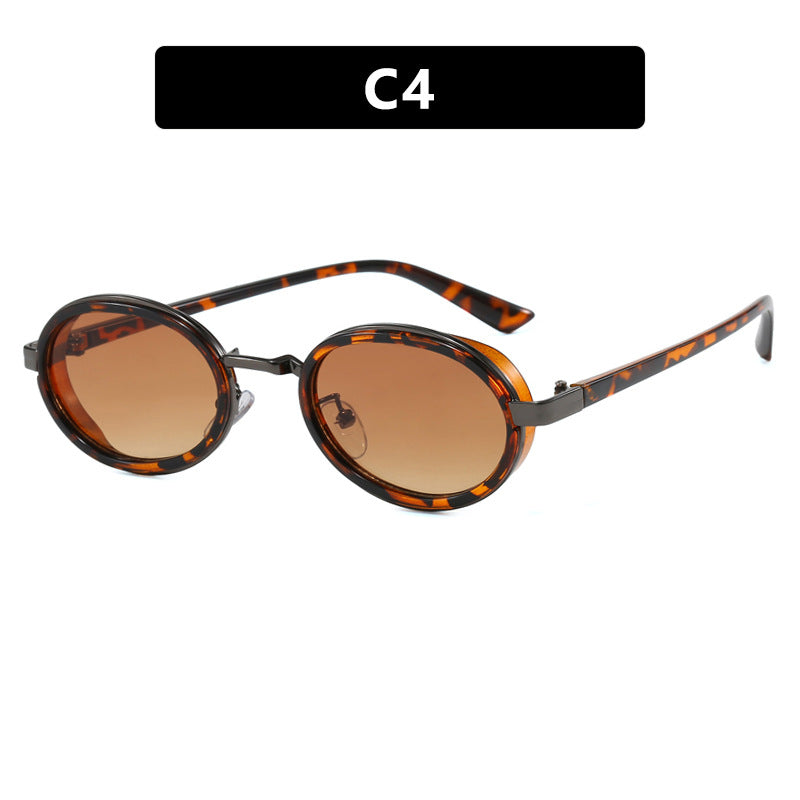 Damen runde Sonnenbrille mit leichten Gläsern und goldenen Akzenten Karnz