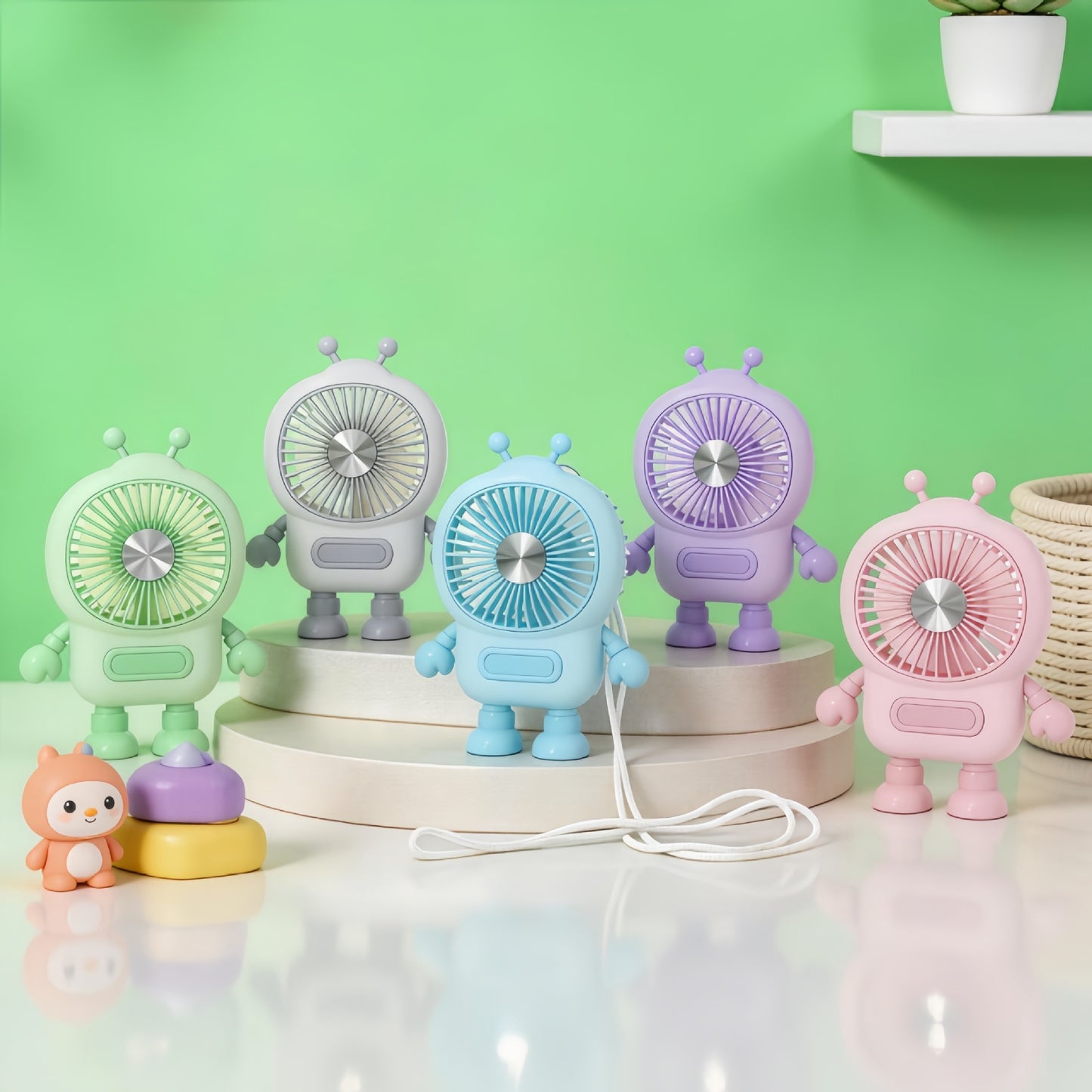 Damen Tragbarer Roboter-Ventilator mit USB-Ladefunktion und flexiblem Design Karnz
