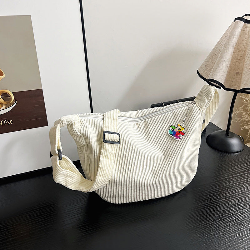 Lässige Baumwollcord Schultertasche