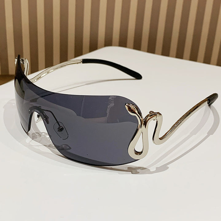 Damen modische Oversized-Sonnenbrille mit innovativem Metallrahmen und einzigartigem Design Karnz