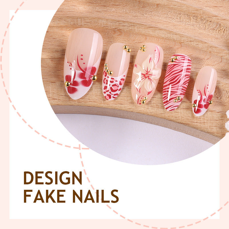 Kunstnagel Set mit floralen Designs und Glitzerelementen Karnz