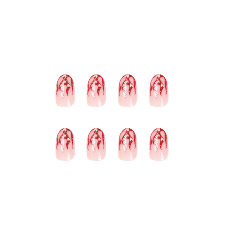 Künstliche Nagelkunst mit romantischem Herz- und Flammen-Design Karnz
