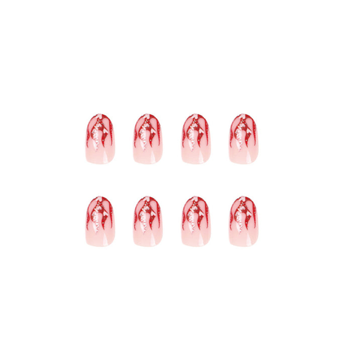 Künstliche Nagelkunst mit romantischem Herz- und Flammen-Design Karnz