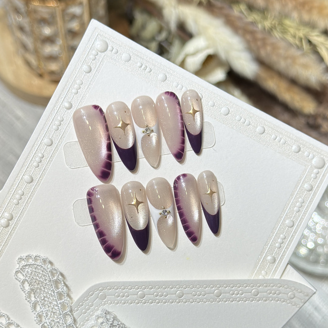 Elegantes Press-On-Nagelkunstset mit Kristalldetails Karnz