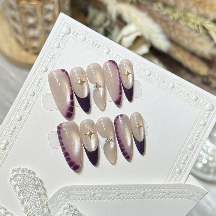 Elegantes Press-On-Nagelkunstset mit Kristalldetails Karnz