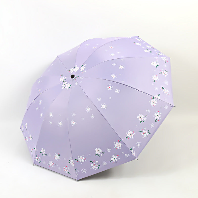 Damen Stilvoller Falt-Regenschirm mit floralen Motiven Karnz